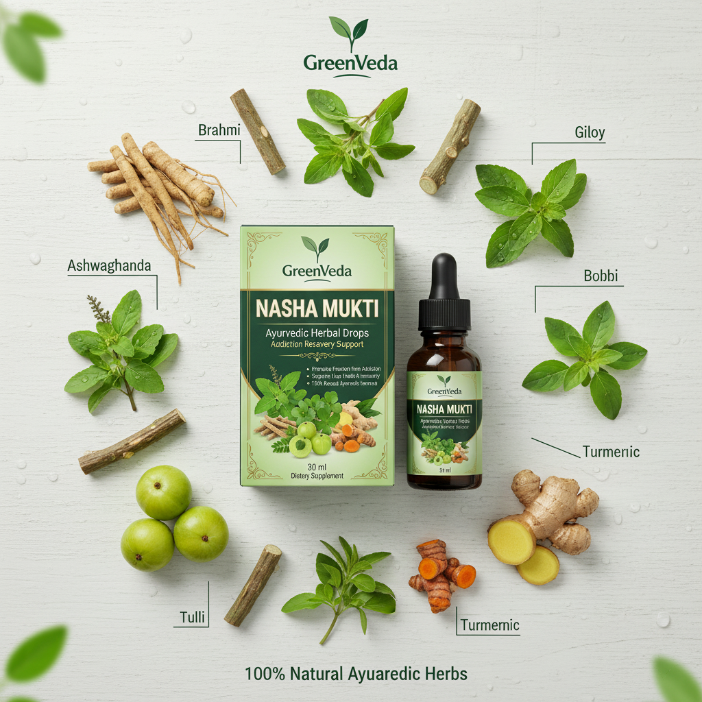NASHA MUKTI Ayurvedic Herbal Drops (BUY 1 GET 1 FREE) 30 Days Money Back Gurantee.
