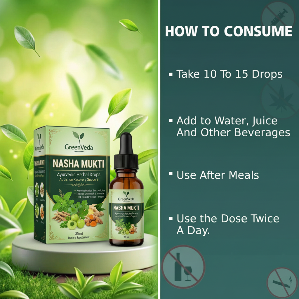 NASHA MUKTI Ayurvedic Herbal Drops (BUY 1 GET 1 FREE) 30 Days Money Back Gurantee.