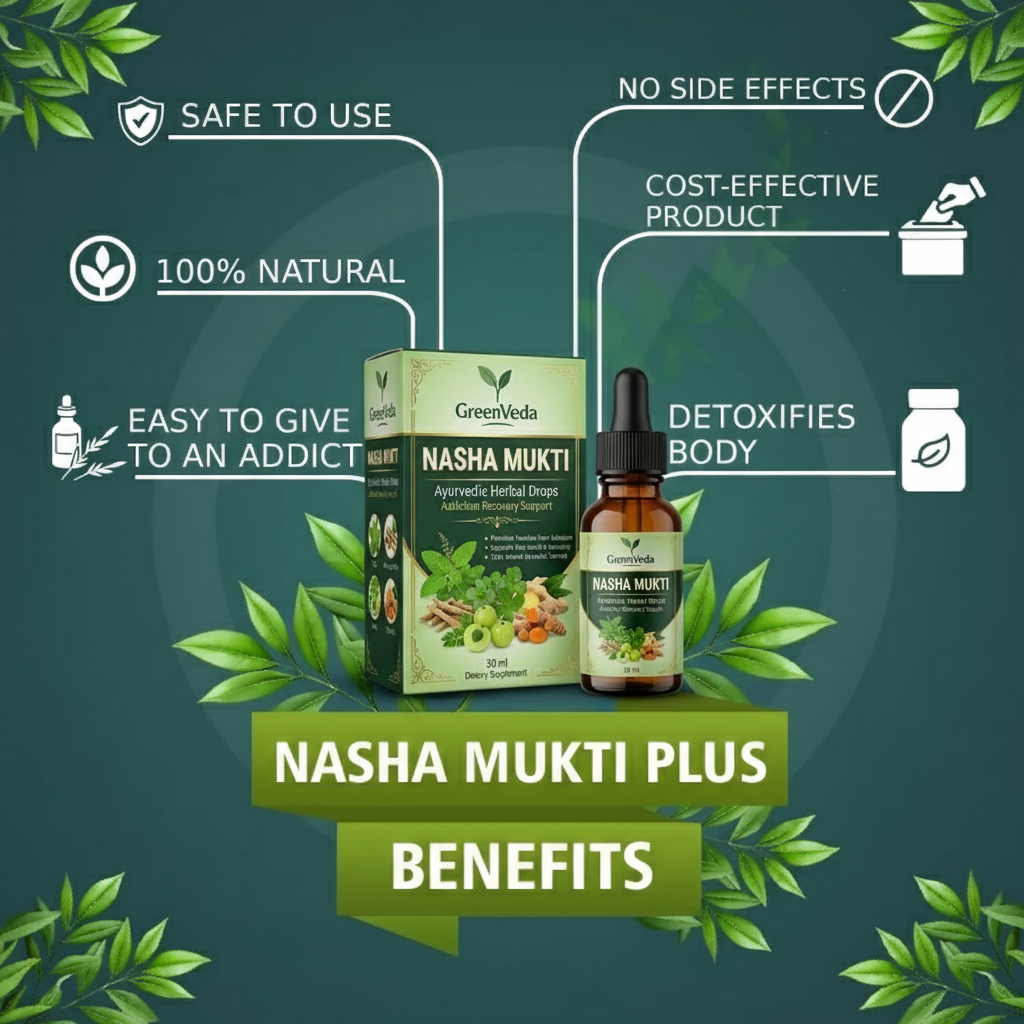 NASHA MUKTI Ayurvedic Herbal Drops (BUY 1 GET 1 FREE) 30 Days Money Back Gurantee.
