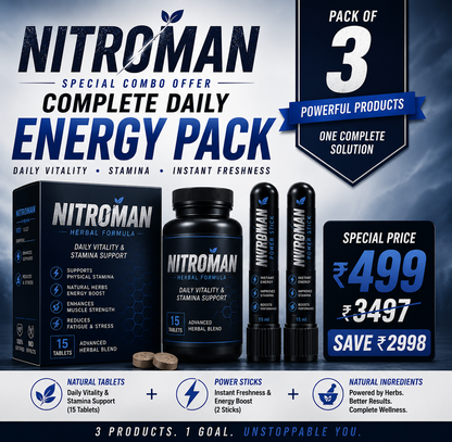 NITROMAN TABLET + 2 POWER STICKS | 30 Days Money Back Guarantee