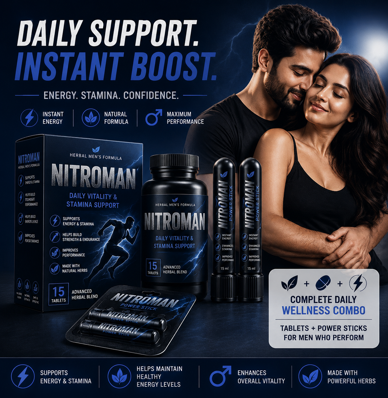 NITROMAN TABLET + 2 POWER STICKS | 30 Days Money Back Guarantee