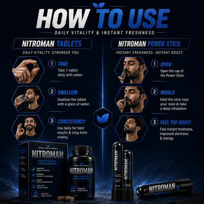 NITROMAN TABLET + 2 POWER STICKS | 30 Days Money Back Guarantee