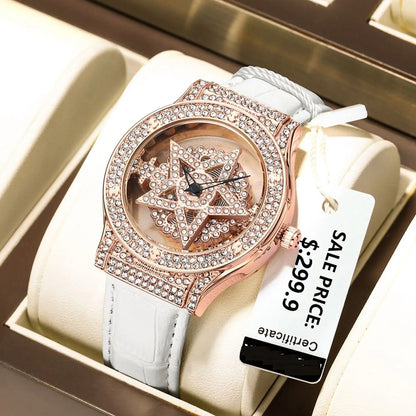 Diamond Pentacle Revolving Wrist Watch